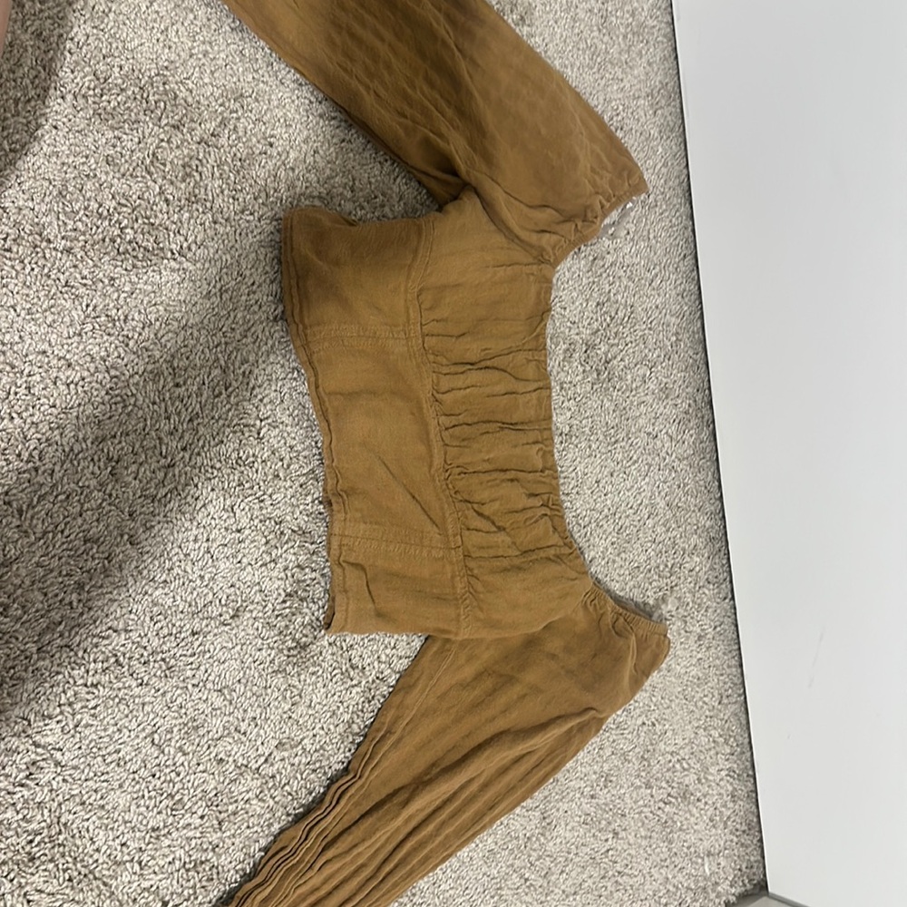 Peasant camel brown crop top